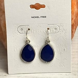 Target🎯Nickel Free Drop Earrings Dangle Navy/Silver Tone Metal Minimalist